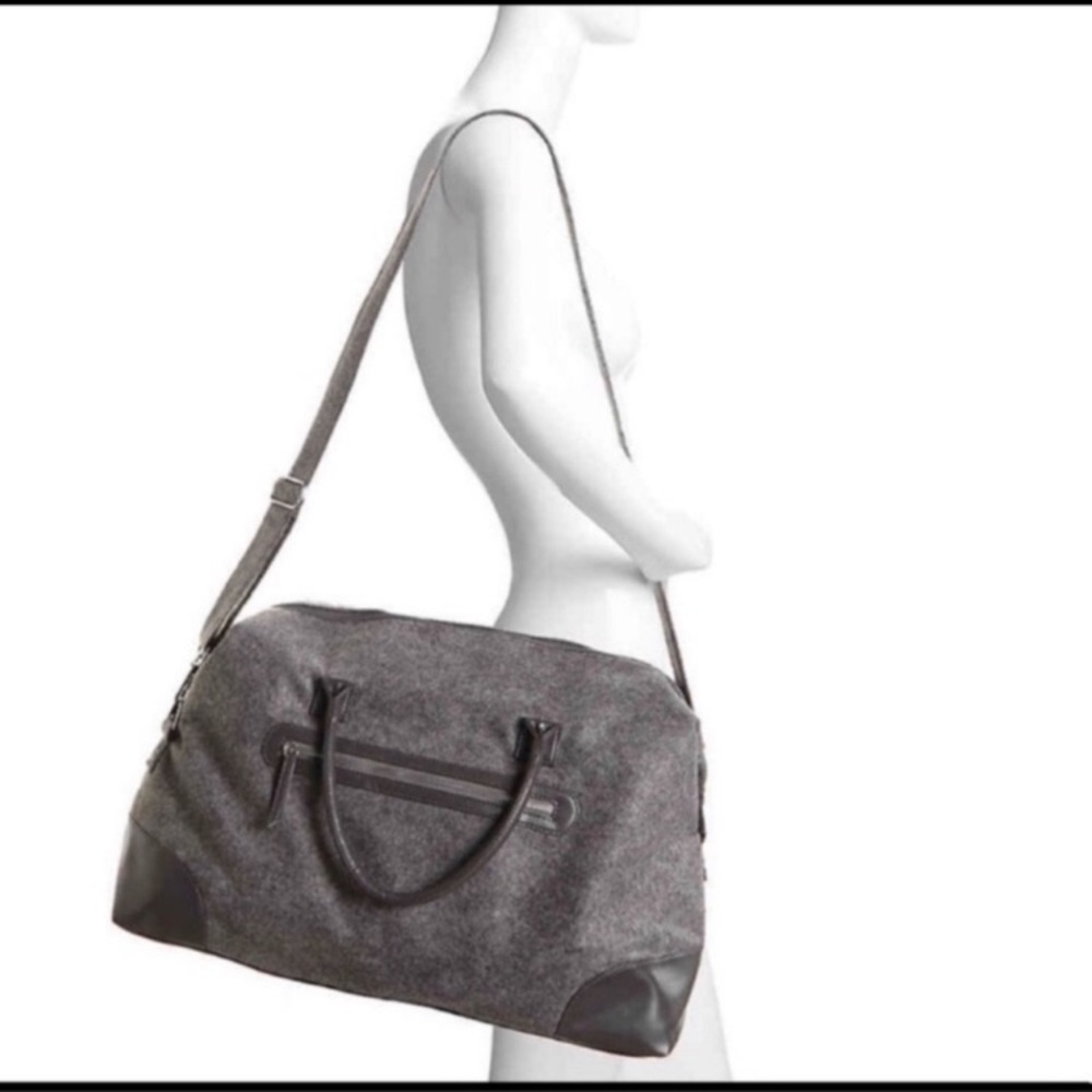 Weekender Bag gray‎ faux wool tote large